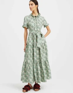 Long And Sassy DressFans Mint in Silk Twill