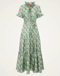 Long And Sassy DressFans Mint in Silk Twill