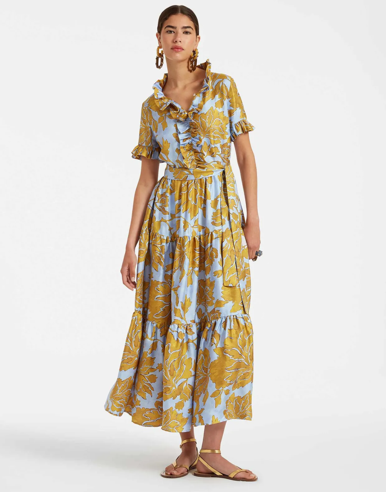 Long And Sassy DressTangle Light Blue in Silk Twill