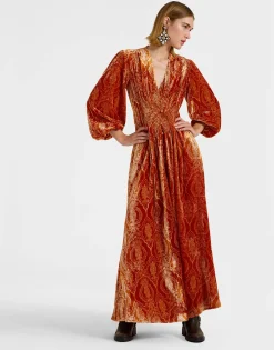 Long Camerino DressBanquet Orange in Devor&eacute;