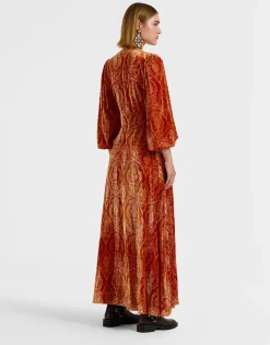 Long Camerino DressBanquet Orange in Devor&eacute;