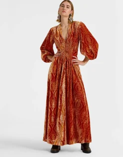 Long Camerino DressBanquet Orange in Devor&eacute;