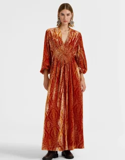 Long Camerino DressBanquet Orange in Devor&eacute;