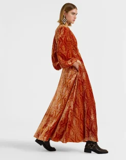 Long Camerino DressBanquet Orange in Devor&eacute;