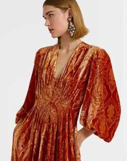 Long Camerino DressBanquet Orange in Devor&eacute;