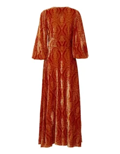 Long Camerino DressBanquet Orange in Devor&eacute;