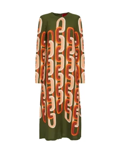 Long Sleeve Midi Swing DressPrometheus Plac&eacute;e Camouflage in Sabl&eacute;