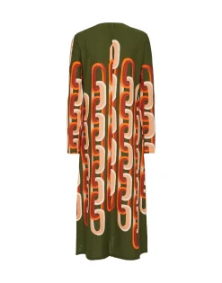 Long Sleeve Midi Swing DressPrometheus Plac&eacute;e Camouflage in Sabl&eacute;