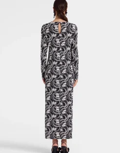 Long Sleeve Swing DressAperol Black & White in Flowy Jersey
