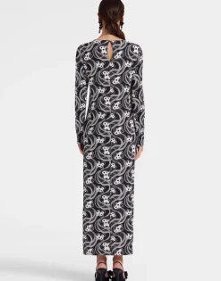 Long Sleeve Swing DressAperol Black & White in Flowy Jersey