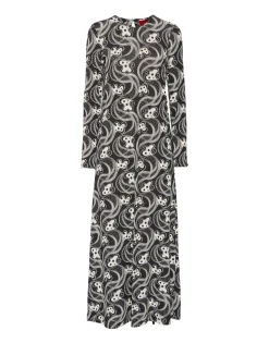 Long Sleeve Swing DressAperol Black & White in Flowy Jersey