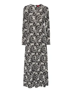 Long Sleeve Swing DressAperol Black & White in Flowy Jersey