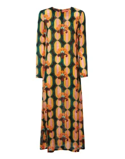 Long Sleeve Swing DressArcturus Blue Petrol in Velvet Devor&eacute;