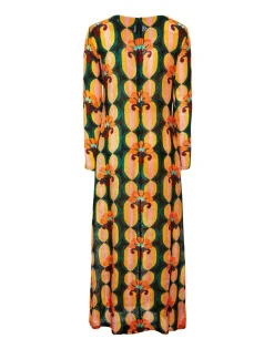 Long Sleeve Swing DressArcturus Blue Petrol in Velvet Devor&eacute;