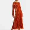 Long Sleeve Swing DressBanquet Orange in Devor&eacute;