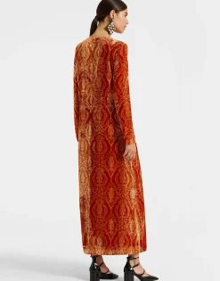 Long Sleeve Swing DressBanquet Orange in Devor&eacute;