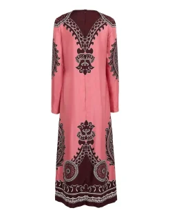 Long Sleeve Swing DressOltrarno Plac&eacute;e Pink in Silk Twill