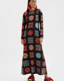 Long Sleeve Swing DressVetrata Grande in Sable