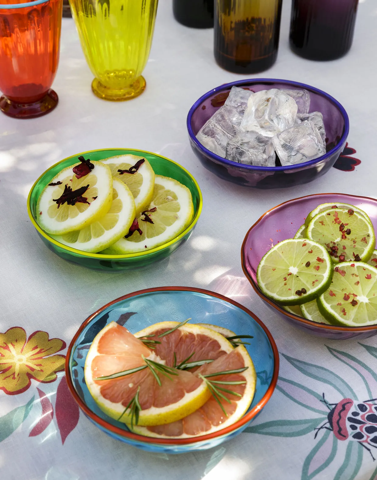 Luxury Nut Bowl Set of 2Verde/Rosa in Glass