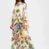 Magnifico DressFolk Flowers Azzurro Plac&eacute;e in Pebbled Sable