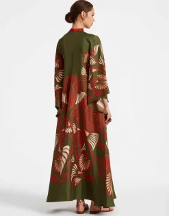 Magnifico DressKerylos Plac&eacute;e Dark Green in Silk Twill