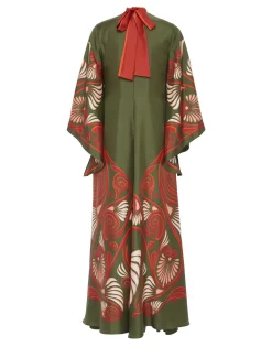 Magnifico DressKerylos Placée Dark Green in Silk Twill
