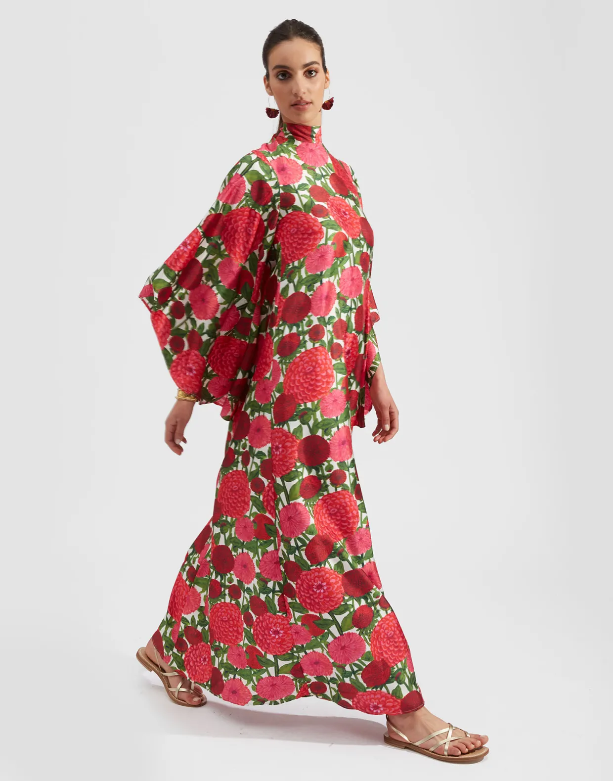 Magnifico DressPink Dahlias in Twill Silk