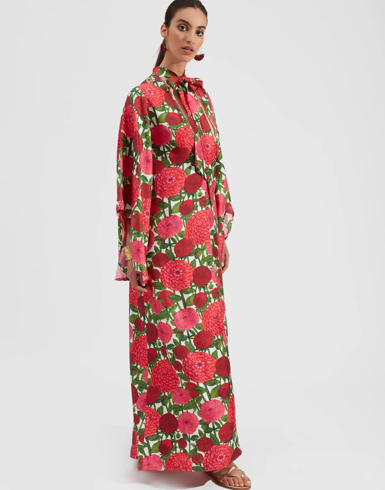 Magnifico DressPink Dahlias in Twill Silk