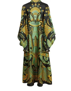 Magnifico Midi DressThe Nile Plac&eacute;e Black in Silk Twill