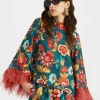Make An Exit TopHottie Emerald in Silk Twill With Feathers