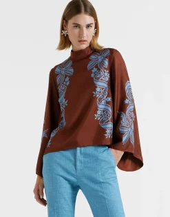 Make An Exit TopSignoria Plac&eacute;e Brown in Silk Twill