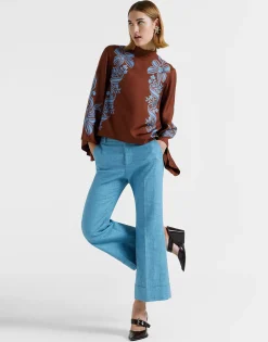 Make An Exit TopSignoria Placée Brown in Silk Twill