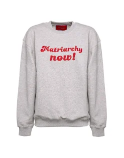 “MATRIARCHY NOW!” Stand-up SweatshirtT.Unita Grigio in Cotton Felpa