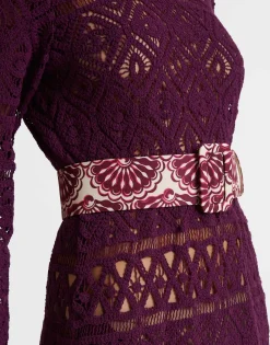 Medium BeltFans Purple in Light Faille