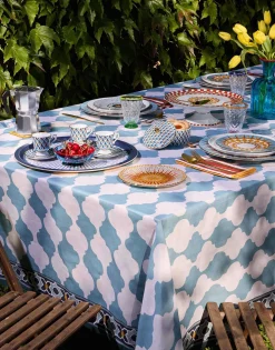 Medium TableclothPlaza Sky Blue in Linen
