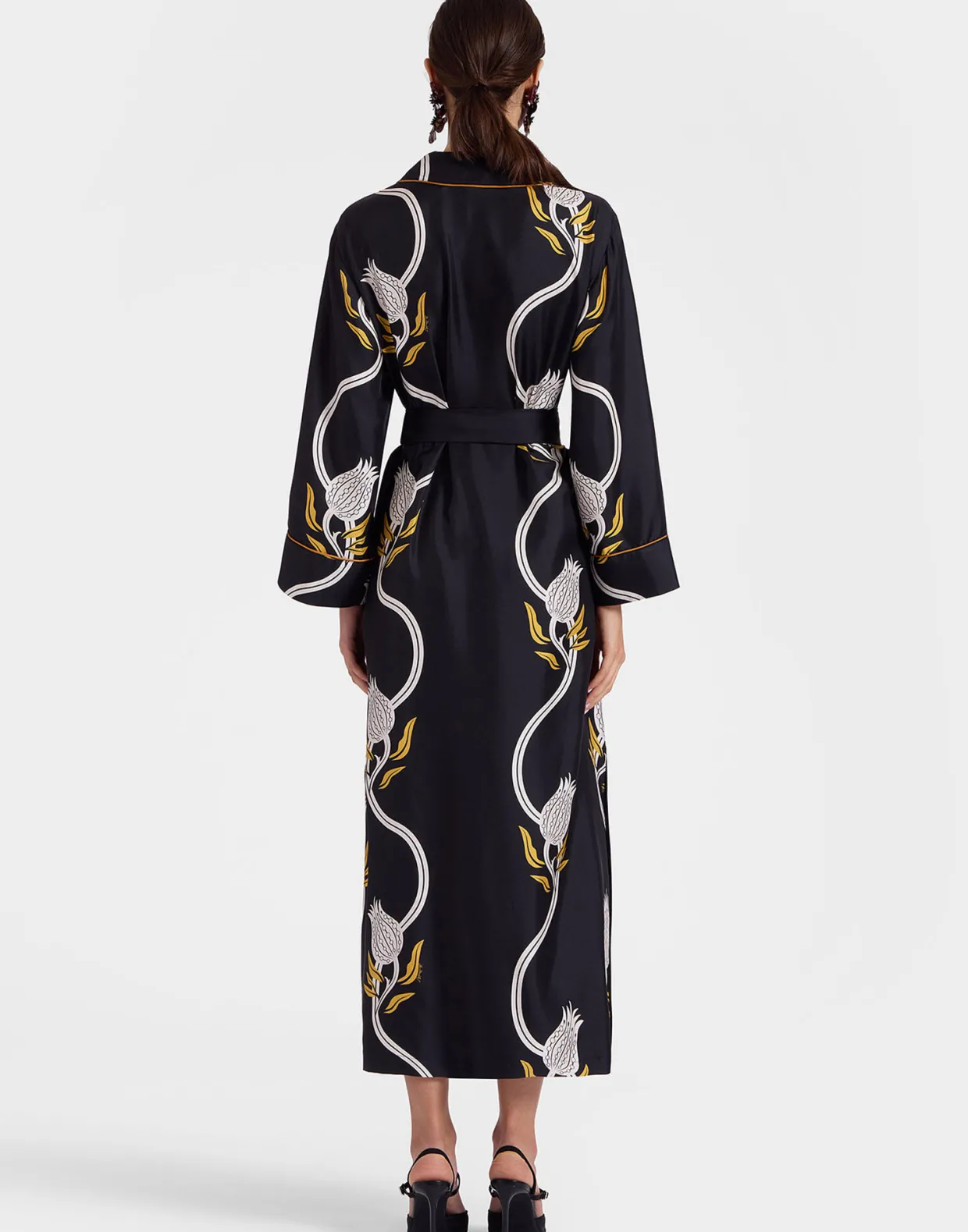 Midnight DressMelograno Black & White in Silk Twill