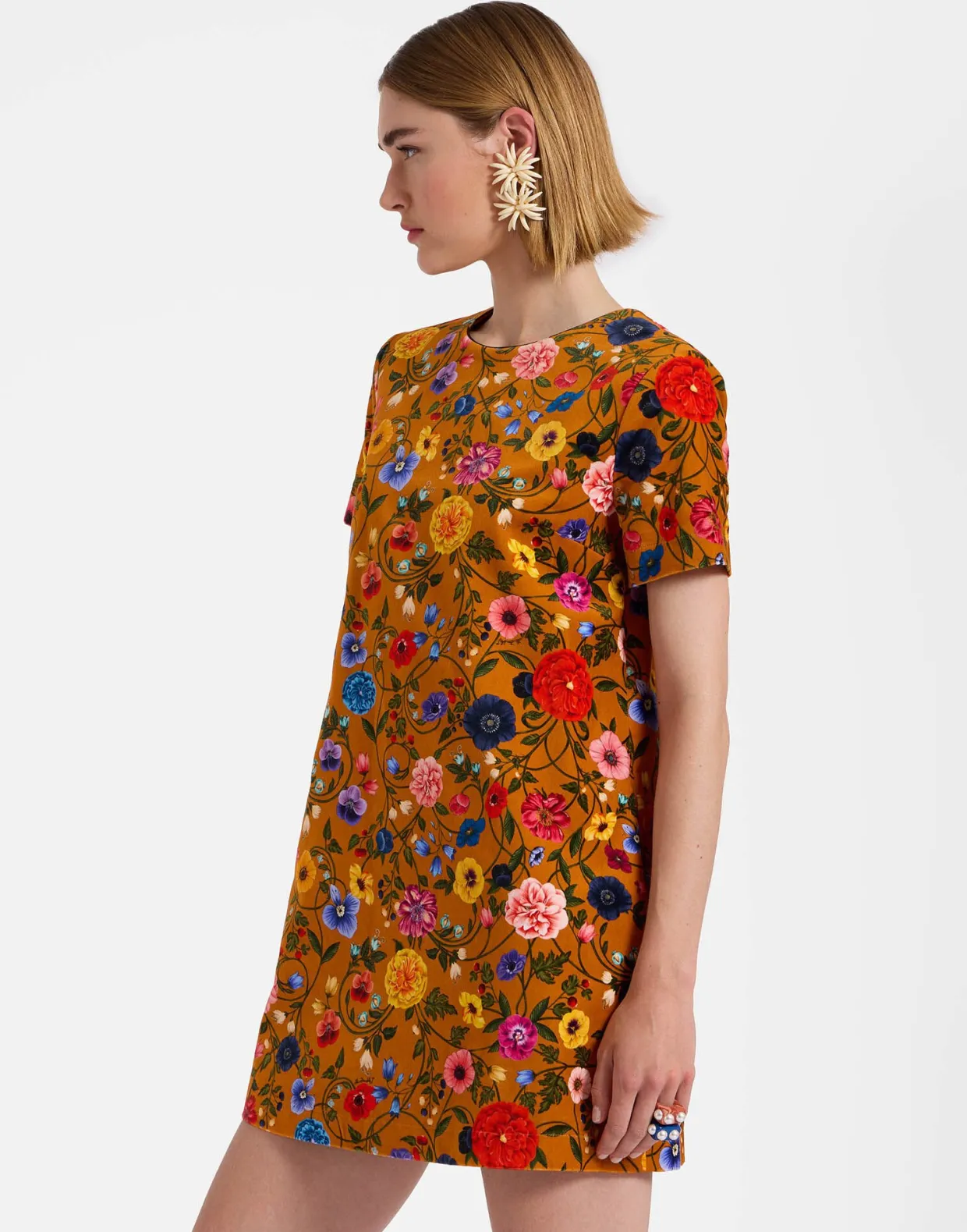 Mini Swing DressBotticelli Rust in Cotton Velvet