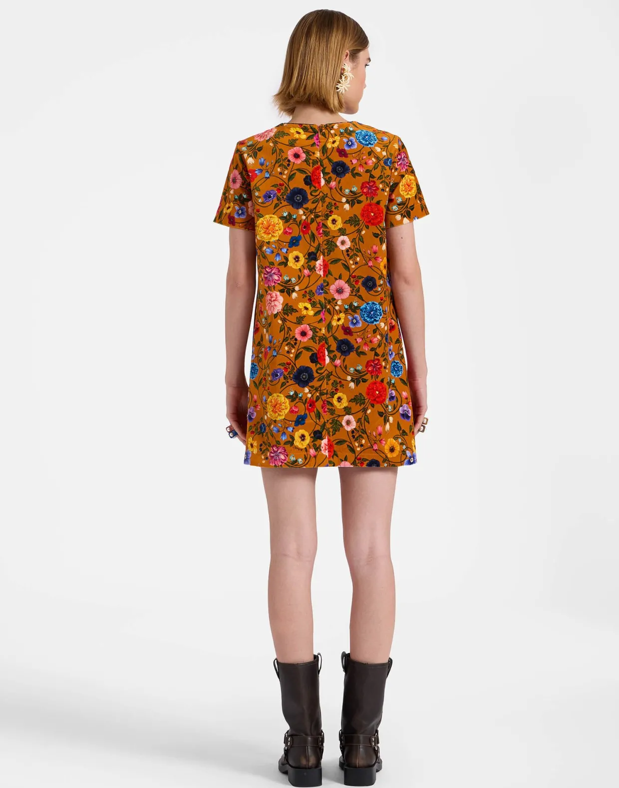 Mini Swing DressBotticelli Rust in Cotton Velvet