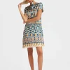 Mini Swing DressCasareale Small Plac&egrave;e Cream in Silk Twill