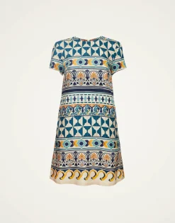 Mini Swing DressCasareale Small Plac&egrave;e Cream in Silk Twill