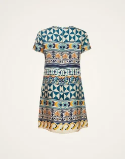 Mini Swing DressCasareale Small Plac&egrave;e Cream in Silk Twill