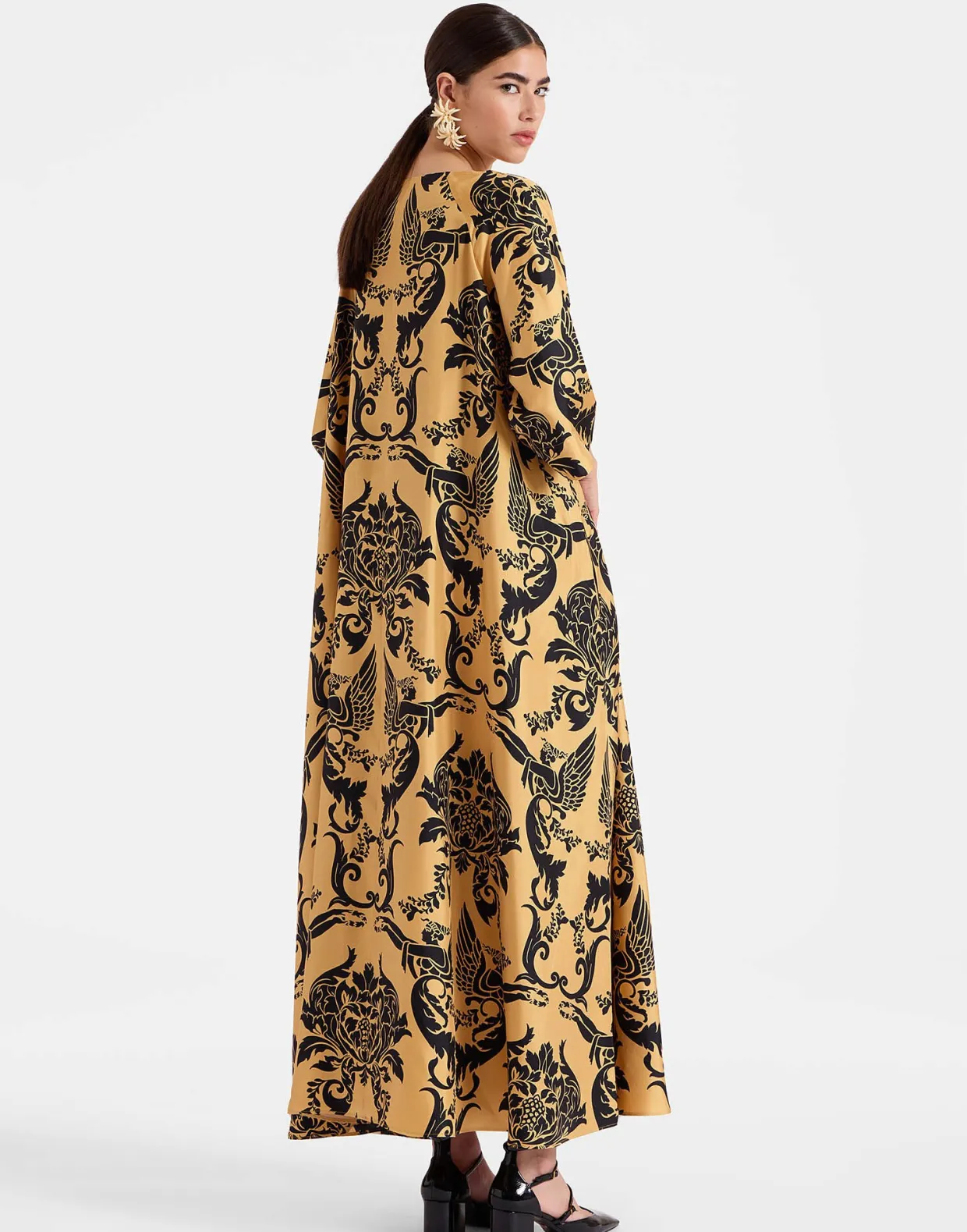 Muumuu Dress Round NeckCherubs Gold in Silk Twill