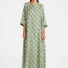 Muumuu Dress Round NeckFans Mint in Silk Twill