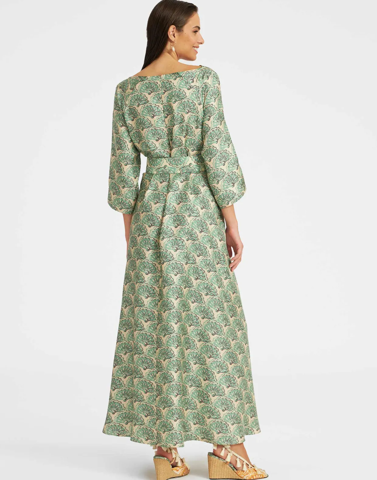 Muumuu Dress Round NeckFans Mint in Silk Twill