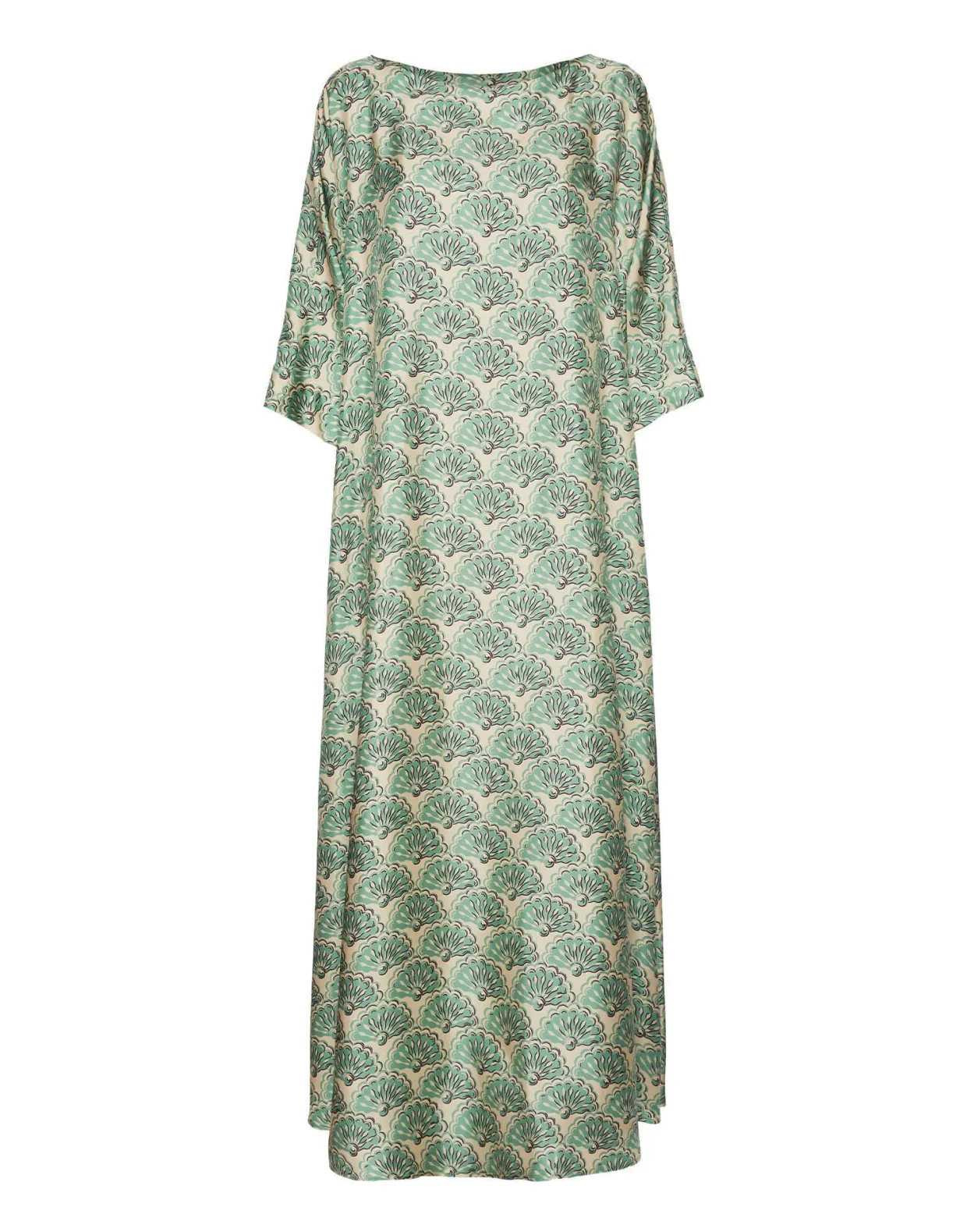 Muumuu Dress Round NeckFans Mint in Silk Twill