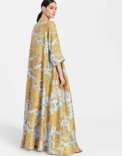 Muumuu Dress Round NeckTangle Light Blue in Silk Twill