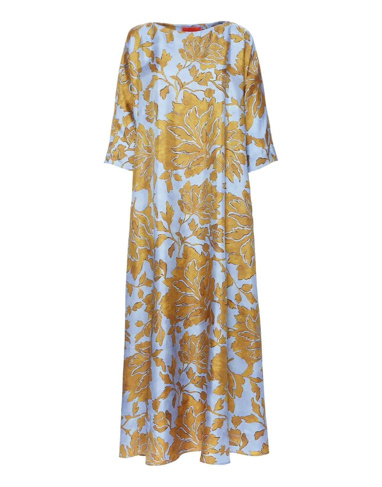 Muumuu Dress Round NeckTangle Light Blue in Silk Twill