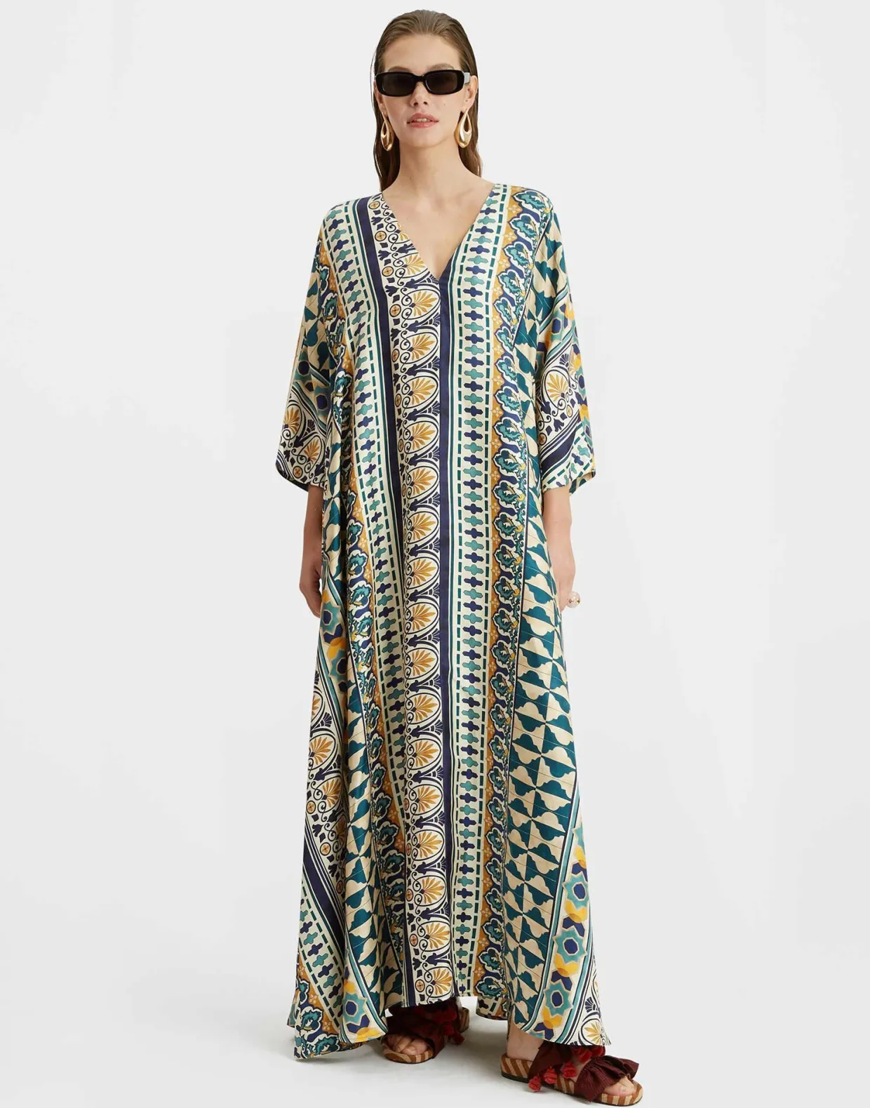 Muumuu DressCasareale Small Placèe Cream in Silk Twill