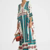 Muumuu DressDaisy Plac&eacute;e Turquoise in Twill Silk