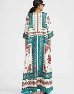 Muumuu DressDaisy Plac&eacute;e Turquoise in Twill Silk